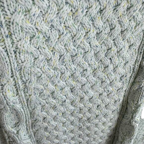 Talbots 100% Cotton Cream Speckled Long Sleeve Chunky Knit Sweater Plus Size 0X - Picture 3 of 5